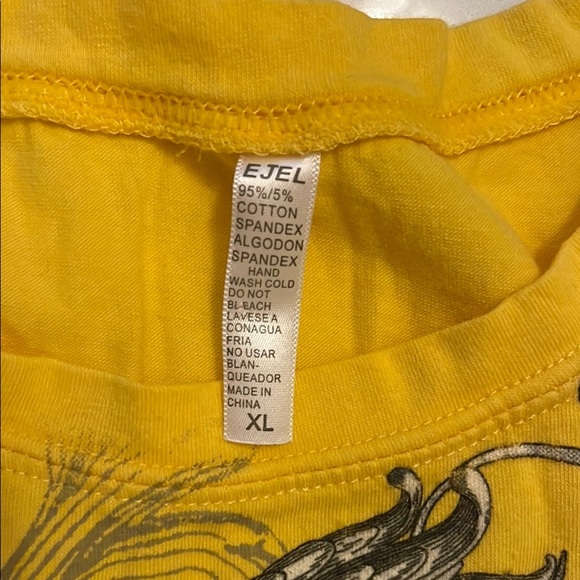 Yellow Graphic Fitted Cap Sleeve Tee - Picture 2 of 3